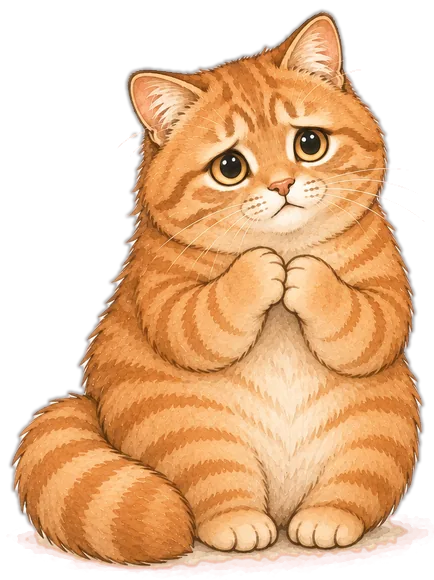 困った顔の茶トラの猫