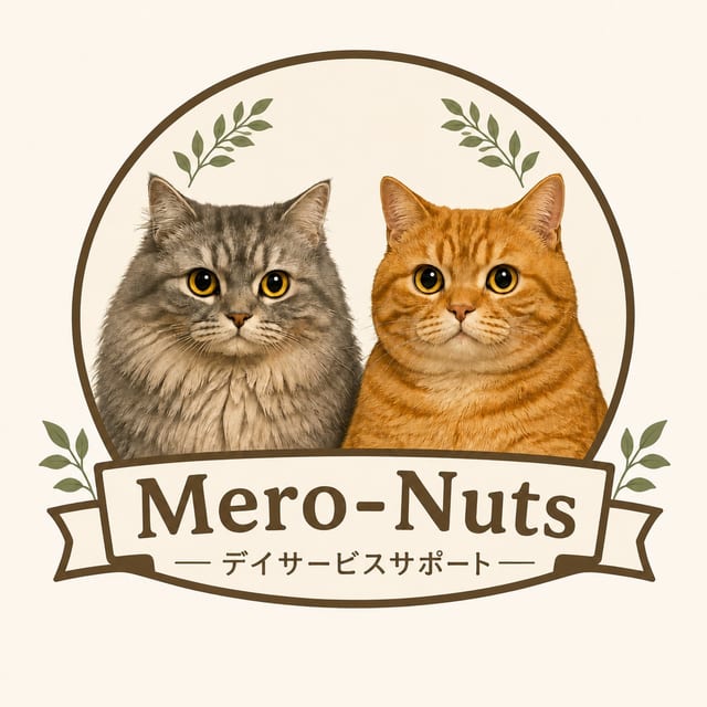 Mero-Nuts のロゴ。2匹の猫